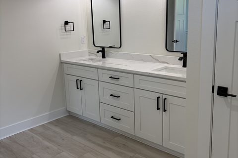 Double vanity and mirrors cleaned as an add-on request