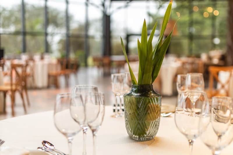 Glassware and table settings polished for an event